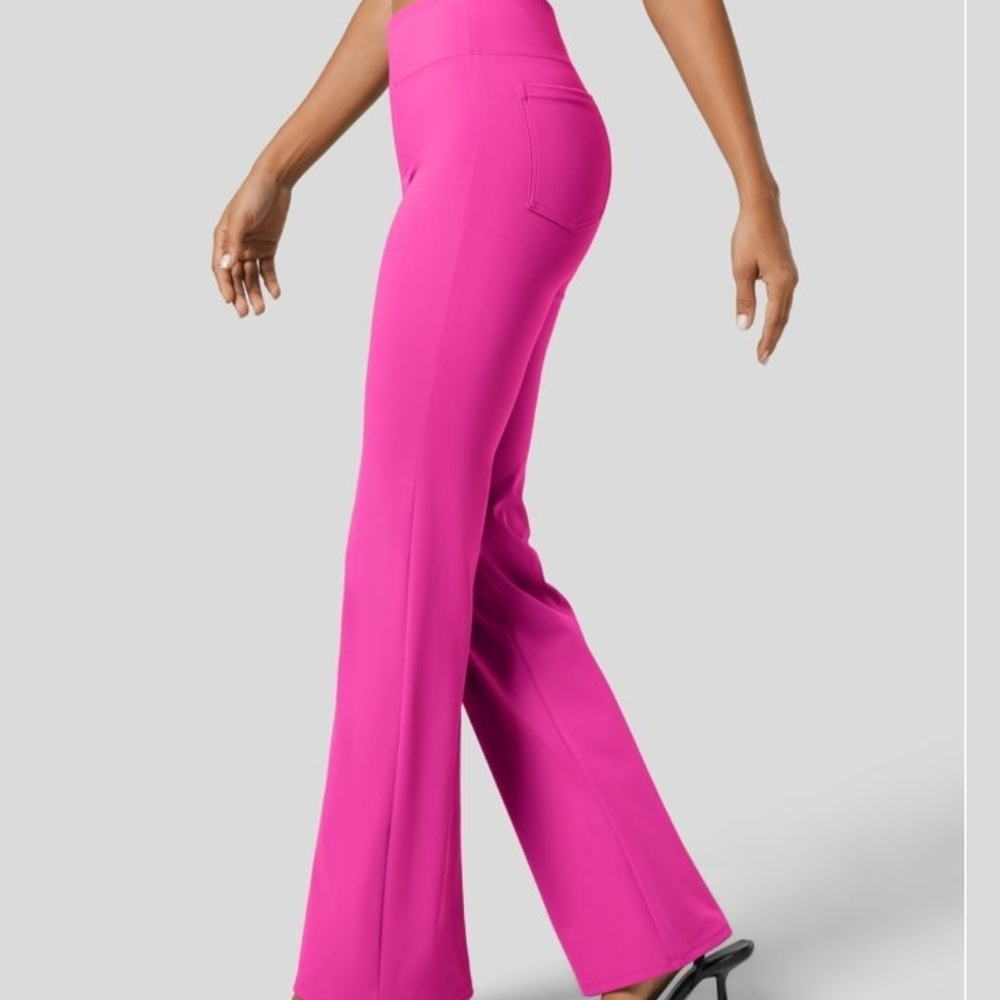 HALARA Hot Pink Flare Pants High-Rise Stretch